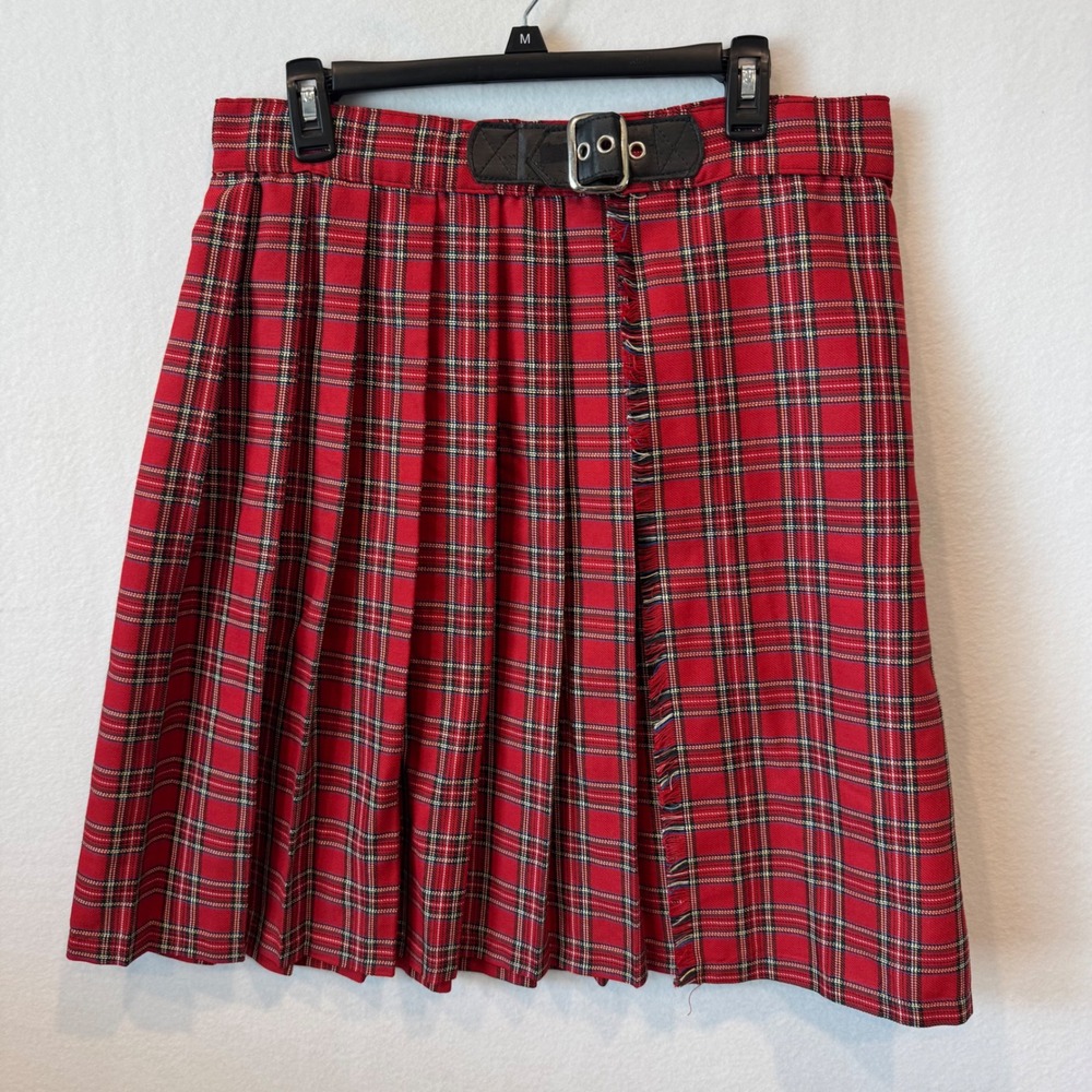 Lip Service Red Plaid Pleated Mini Kilt Skirt Large Punk Grunge Gothic Y2K Alt